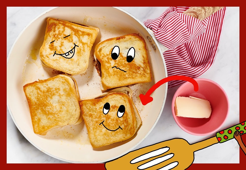 Rezeptbild vom Kinderkochbuch von Batiloo mit Toasts mit Comicgesichtern