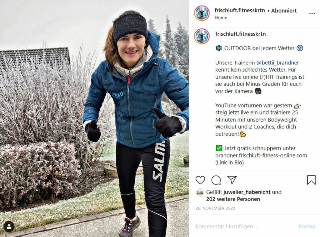 Frischluftfitness Kärnten, Betti Brandner, Klagenfurt, Outdooraktivitäten, Wintersport, Sport im Lockdown, Winter 2021, 9020 Klagenfurt am Wörthersee