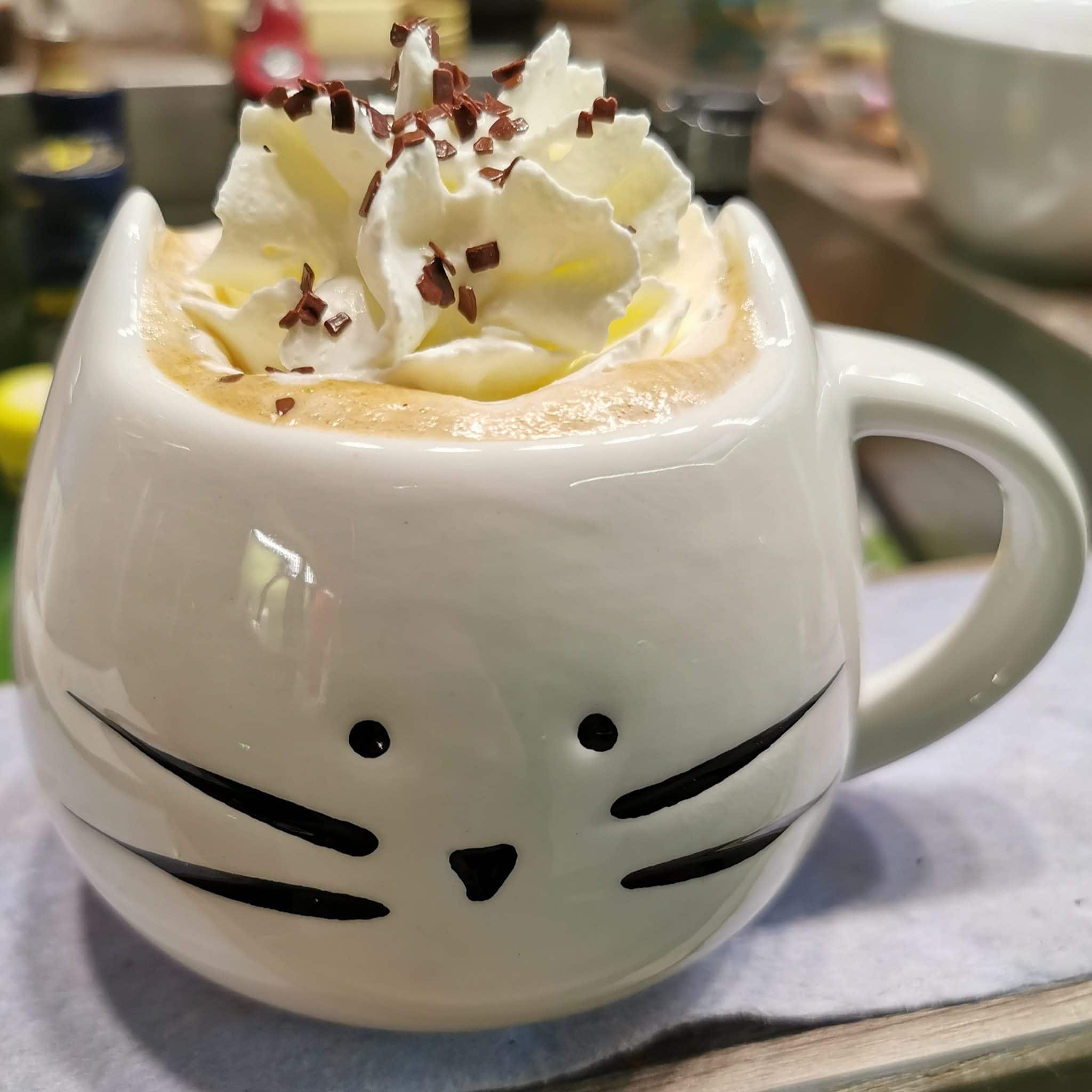 Kakao und Kaffee mit Schlag beim Frühstück im Katzencafé (c) Das Katzencafé