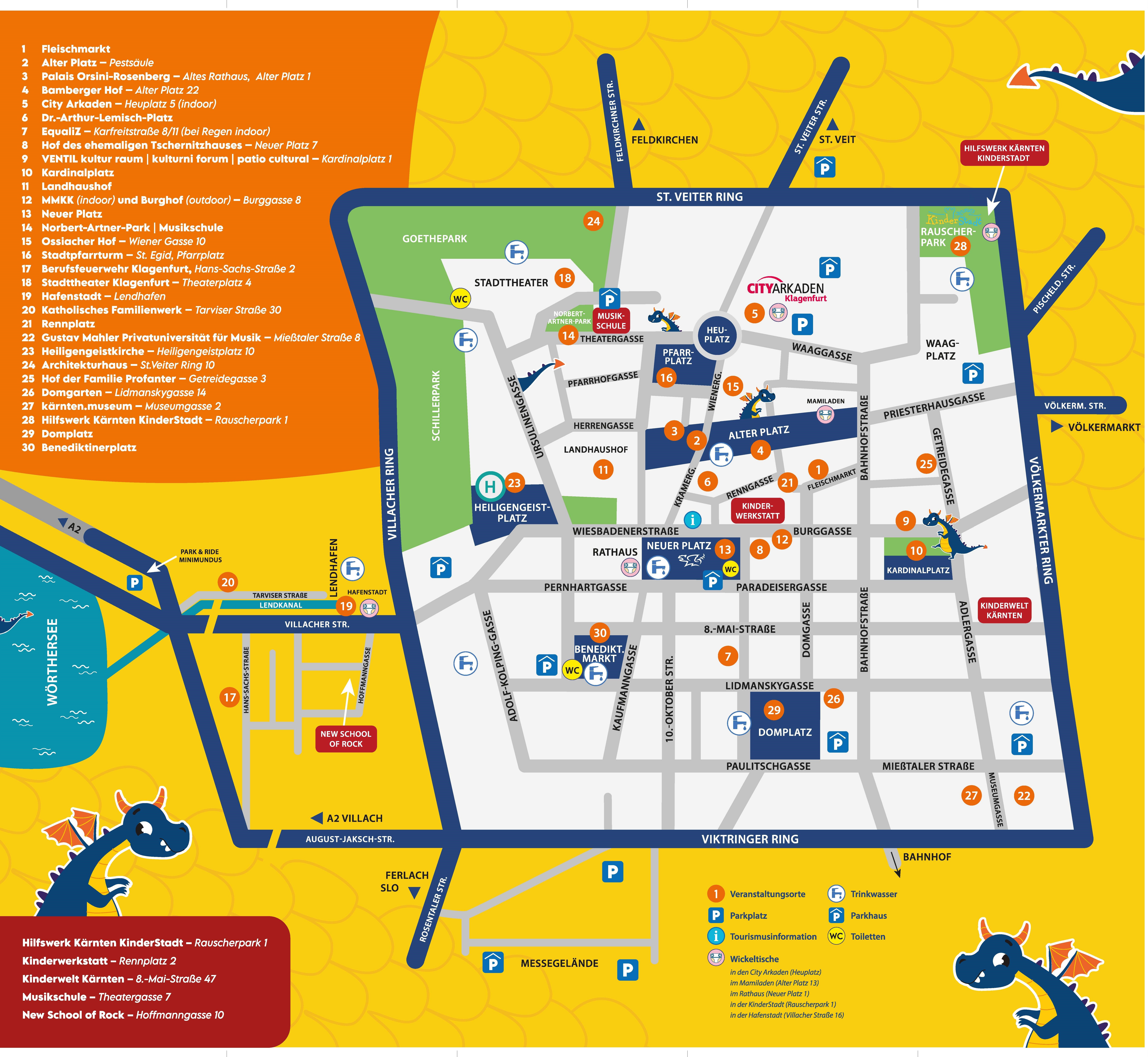 Buntes Drachenjagd Stadtplan