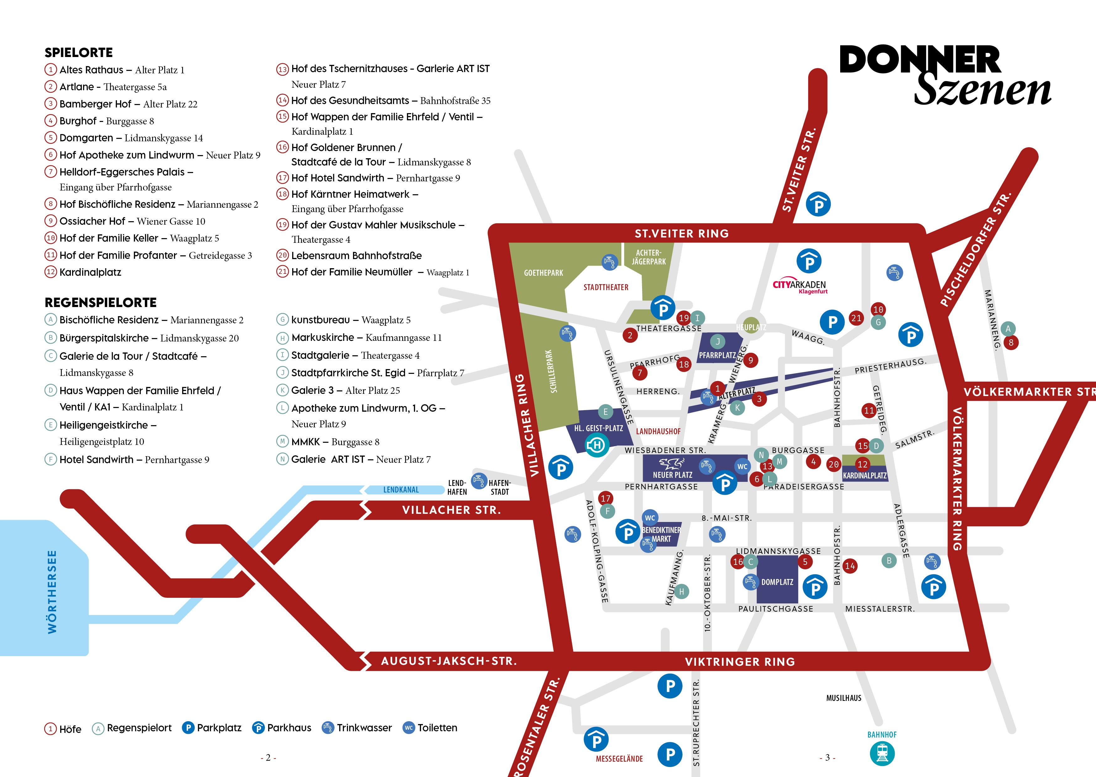 Stadtplan mit den Spielorten der DonnerSzenen 2022 - jeden Donnerstag im Juli und August