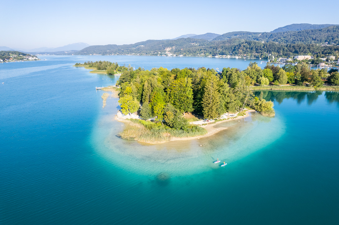 Klagenfurter Ostbucht und Blick auf den Wörthersee