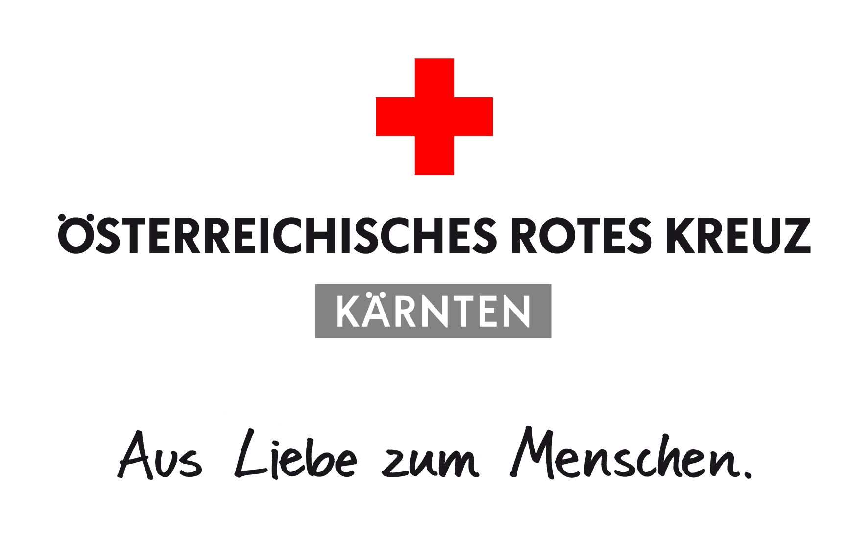 Logo weiß, schwarz rot vom österreichischen roten Kreuz Kärnten